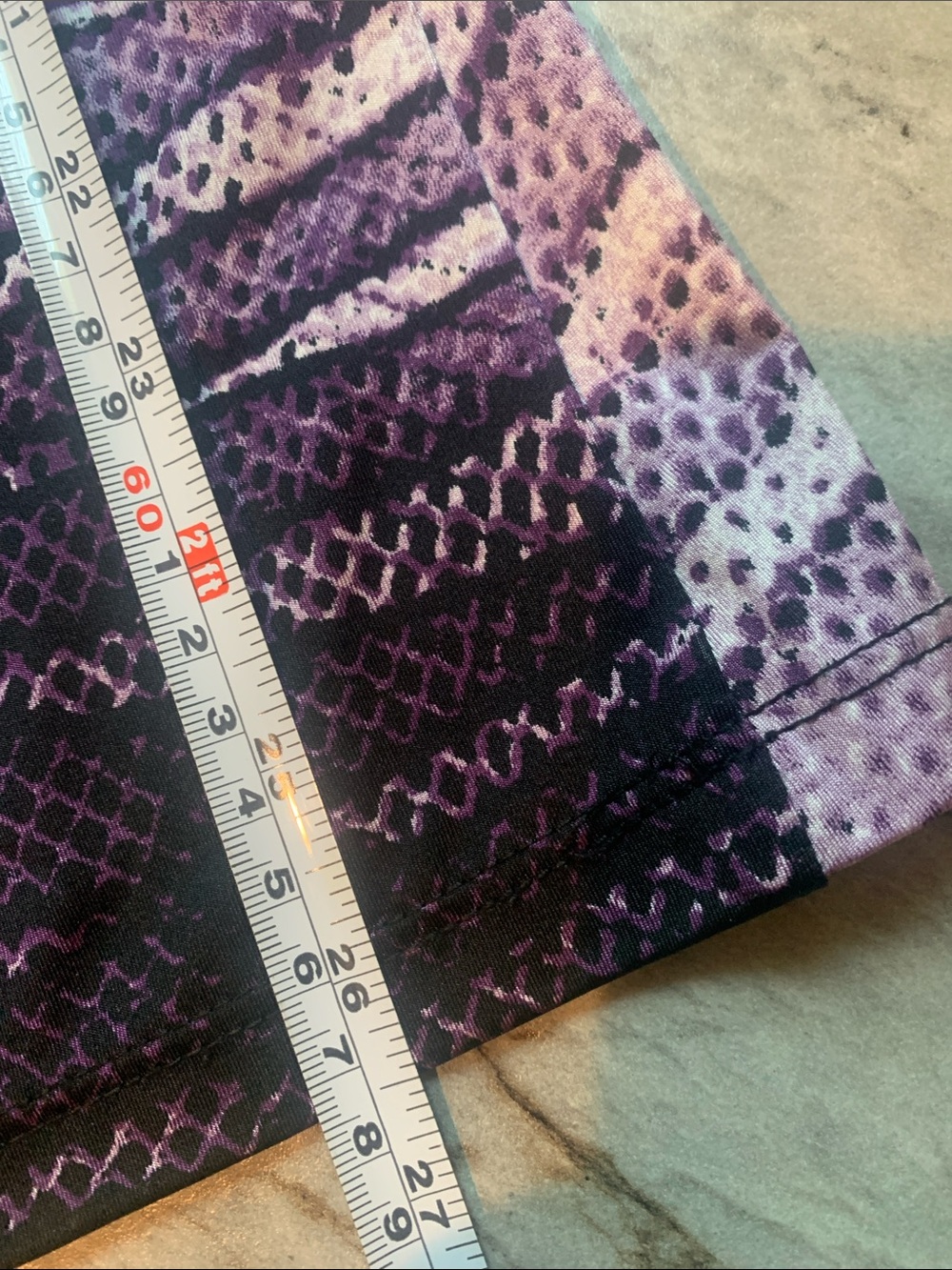 Purple Patterned V-Neck Ruched Blouse - Picture 10 of 11